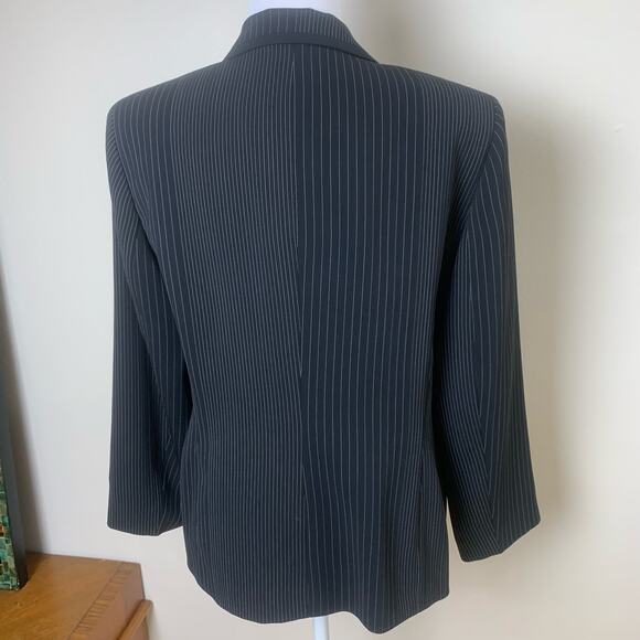 Kasper Petite Size 14P Women's Pinstripe Blazer Jacket Black Classic Business - Picture 6 of 8
